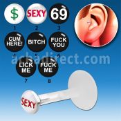 trgl4 bioflex tragus piercing w 3mm letter logo silver top