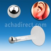 trgs12 bioflex tragus piercing w a sterling silver 2mm ball