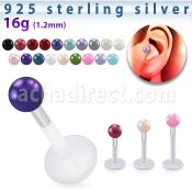 trgs13 bioflex tragus piercing w silver top 3mm faux pearl ball