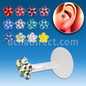 trgs19 bioflex tragus piercing w silver top crystal flower