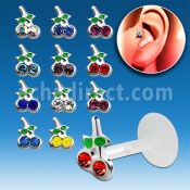 trgs2 bioflex tragus piercing w a silver cherry top w crystals