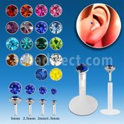 trgs bioflex tragus piercing w silver top 1 5mm 3mm crystal