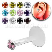 trgz3 bioflex tragus piercing w 3mm prong set cz silver top