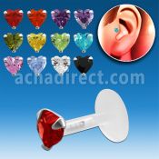 trgz6 bioflex tragus piercing w 3mm prong heart cz silver top