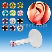 trgz8 bioflex tragus piercing w 1 5mm round cz silver top