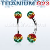 ubnfrsr titanium g23 belly banana w 5 6mm rasta ferido balls