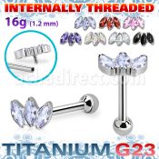 uhein23 titanium barbell three prong marquise ball internal