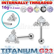 uhein7 titanium g23 internally threaded barbell round cz