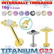 ulbin21 titanium labret six balls cluster bezel cz internal