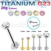 ulbpisz20 titanium g23 labret 20g threadless push pin top