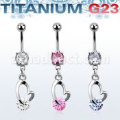 umcdz377 titanium g23 banana w 5 8mm bezel jewel big heart