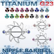 umnp103 sun nipple shield w titanium g23 barbell w multi jewels