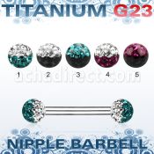 unpfr5e titanium g23 nipple barbell w 2 color ferido ball