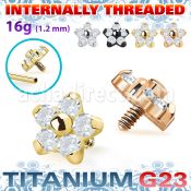 ushz15in high polished titanium g23 flower top cz prong set