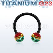 utcbfr6r anodized titanium g23 barbell w 6mm rasta balls