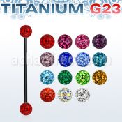 utinfr5 anodized titanium g23 barbell w 5mm ferido balls