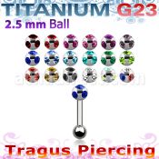 utrg12 titanium tragus piercing w multi jewel titanium ball