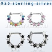 vsepcx16 925 silver septum clicker 1.2mm small mix color czs