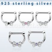 vsepk14 high hanging 925 silver septum clicker 16mm w bow