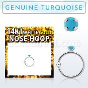 whge7 14kt white gold nose hoop w 2mm prong set turquoise