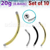 xbn20g set w 316l steel eyebrow banana posts w 0.8mm threading