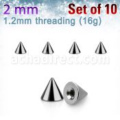 xcon2 pack of 10 pcs of 2mm high polished 316l steel cones
