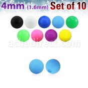 xsab4 set of 10 pcs of 4mm acrylic ball in solid colors