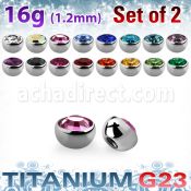 xuhjb3 titanium bezel set half jewel balls 2pcs