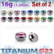 xuhjb3 titanium bezel set half jewel balls 2pcs