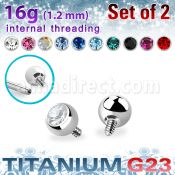xujb3i titanium g23 ball tops clear crystal bezel set 3mm