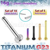 xulbnos16g titanium g23 threadless labret post 16g 10pcs