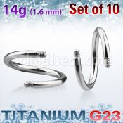 xusp14g pack of 10 pcs of titanium g23 spiral bars in 14g