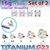 xutzrin pvd titanium prong set cz top 16g internal 2pcs