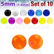 xuvb5 set of 5mm acrylic uv balls with 14g 1 6mm threading