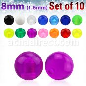 xuvb8 set of 8mm acrylic uv balls with 14g 1 6mm threading
