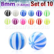xuvbe8 set of 8mm acrylic uv beach balls with 1 6mm threading