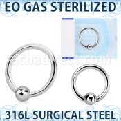 zbcr16 sterilized 316l steel ball closure ring with 3mm ball