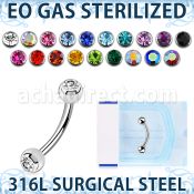 zbne2c eo gas sterilized piercing surgical steel eyebrow banana 3mm balls
