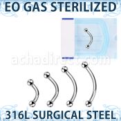 zbneb25 sterilized 316l steel banana 16g two 25mm balls