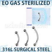 zbneb2 sterilized 316l steel banana 18g two 2mm balls