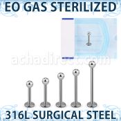 zlbb25 eo gas sterilized 316l steel labret