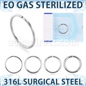 zsel sterilized 316l steel seamless nose ring 16g to 22g