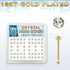 18b14xc caja display piercing nariz hueso plata 925 0 6mm oro 18 kts cristal redondo claro 2mm al por mayor