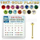 18b14xm caja display piercing nariz hueso plata 925 0 6mm oro 18 kts cristal redondo 2mm mayorista