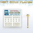 18b19xc caja display piercing nariz hueso plata esterlina 925 0 6mm oro 18 kts cristal claro 2 5mm al por mayor