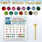 18b19xm caja display piercing nariz hueso plata esterlina 925 0 6mm oro 18 kts cristal 2 5mm al por mayor