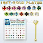 18bp19xm caja display piercing nariz hueso plata esterlina 925 0 6mm oro 18 kts zirconia 2 5mm distribuidor