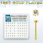 18nbpxc caja display piercing nariz hueso plata 925 0 6mm oro 18 kts cristal redondo claro 1 5mm distribuidor mayorista