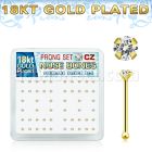 18nbzbc display piercing nariz hueso plata esterlina 925 0 6mm oro 18 kts zirconia redonda clara 1 5mm distribuidor