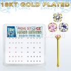 18nbzbm caja display piercing nariz hueso plata 925 0 6mm oro 18 kts zirconia 1 5mm al por mayor